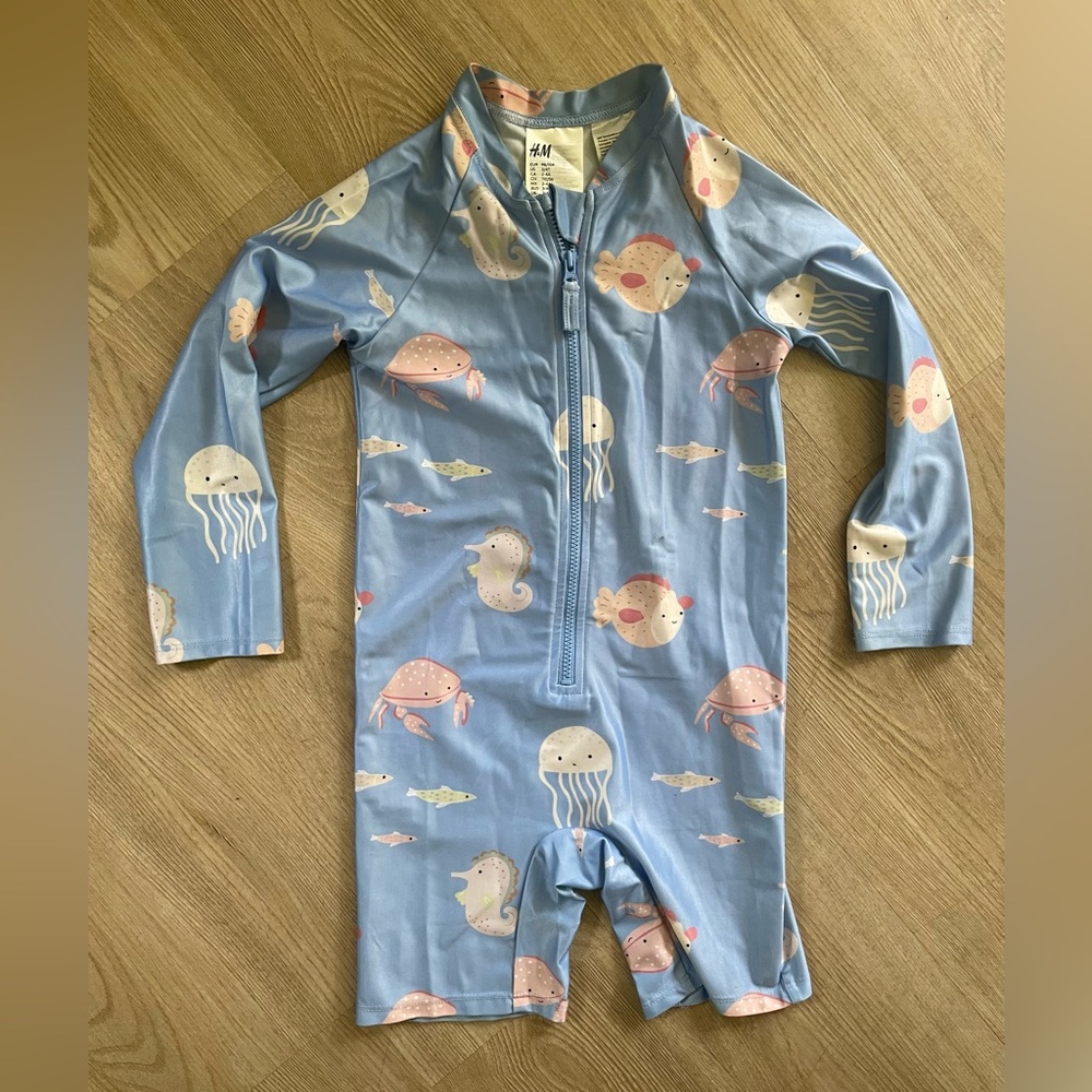 H&M Light Blue Swimsuit with Sea Creatures